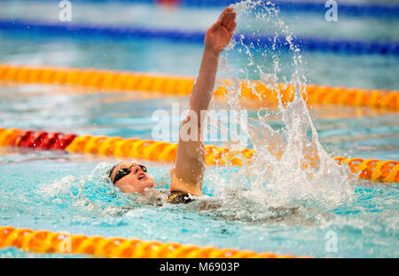 Mireia Belmonte de l'Espagne sur sa façon de gagner sa chaleur dans le Women's 400m GI pendant la première journée de l'EISM 2018 Championnats britanniques et à la Royal Commonwealth Pool, Édimbourg. Banque D'Images