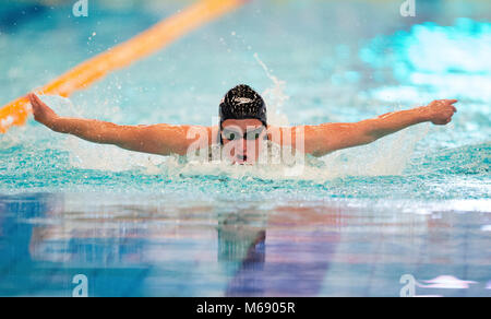 Mireia Belmonte de l'Espagne sur sa façon de gagner sa chaleur dans le Women's 400m GI pendant la première journée de l'EISM 2018 Championnats britanniques et à la Royal Commonwealth Pool, Édimbourg. Banque D'Images