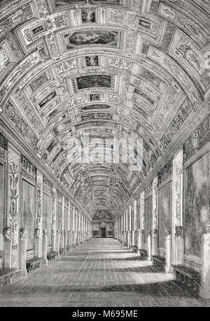 La Galerie de cartes, Musées du Vatican, Vatican, Rome, Italie, 19e siècle Banque D'Images