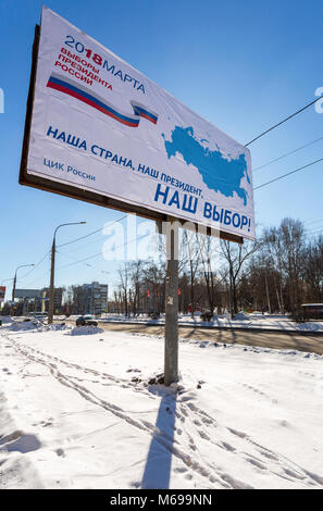 Samara, Russie - 1 mars 2018 : élection du Président de la Russie en mars 18, 2018. Panneau de la rue de l'élection Banque D'Images