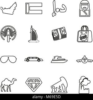 Emirats Arabes Unis Icônes fine ligne Vector Illustration Set Illustration de Vecteur