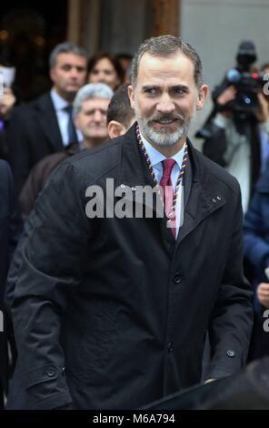 Noticia Asociada : REY FELIPE VI JÉSUS BASILIQUE MEDINACELI FAMILIA REAL FELIPE DE BORBON Y GRECIA ; 02/03/2018 Le roi d'Espagne visite le Christ d'Mdinaceli EP888/cordon press Banque D'Images