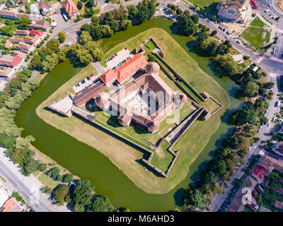 Vue d'en haut de la forteresse de Fagaras en Transylvanie, Roumanie Banque D'Images