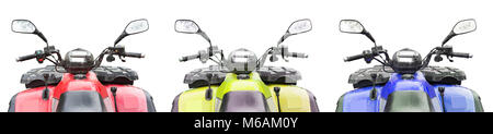 Ensemble de trois atv quad isolé sur fond blanc Banque D'Images