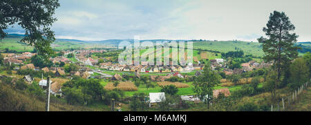 Village traditionnels Saxons de Transylvanie, Roumanie. Vue panoramique. Banque D'Images