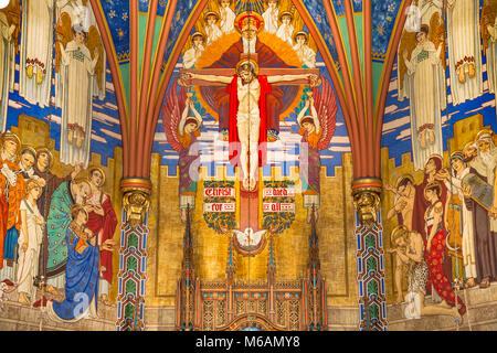 Murales en sanctuaire de la cathédrale de la Madeleine, Salt Lake City, Utah, USA Banque D'Images