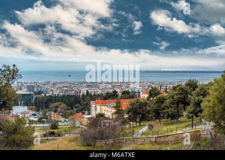 Vue panoramique Vue aérienne de la ville de Thessalonique, Grèce Banque D'Images