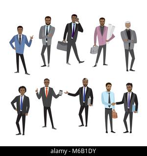 Jeu de caractères différents african american businessman,avatar ou app icônes de style branché télévision isolé sur fond blanc,stock vector illustratio Illustration de Vecteur