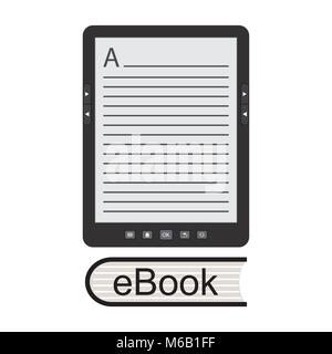 Comprimé moderne portable e-book reader, isolé sur fond blanc, stock vector illustration Illustration de Vecteur