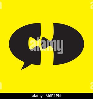 Discours de Puzzle Bubble icône, noir sur fond jaune,vector illustration Illustration de Vecteur