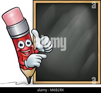 Crayon dessin animé Giving Thumbs Up et Blackboard Illustration de Vecteur