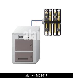 Chaudières avec l'unité de pompe. Illustration de Vecteur