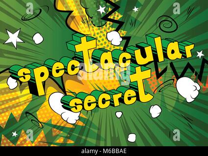 Secret spectaculaire - comic book style phrase sur fond abstrait. Illustration de Vecteur