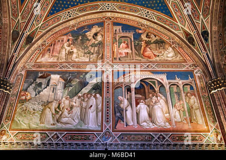 Les fresques de la Sacristie représentant la vie de saint Benoît datant de 1387 et commandée par Benedetto degli Alberti .San Miniato al Monte (St. Banque D'Images