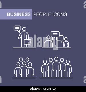 Les gens d'affaires icons set simple ligne télévision illustration. Illustration de Vecteur