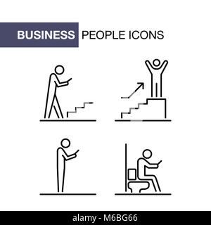 Les gens d'affaires icons set simple ligne télévision illustration. Illustration de Vecteur
