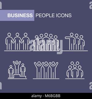 Les gens d'affaires icons set simple ligne télévision illustration. Illustration de Vecteur