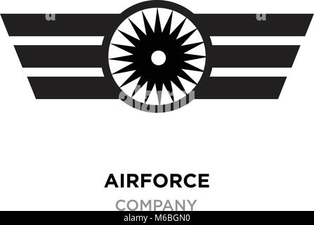 Logo de l'armée de l'air, forces armées militaires insignes et étiquettes icône vecteur avec black star style Illustration de Vecteur