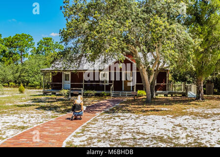 Maison typique de la Floride vers 1920-1930. Museum Cedar Key, Fl. Banque D'Images