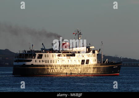 Le navire de croisière de luxe MV Hebridean Princess à Largs sur le Firth of Clyde. Banque D'Images