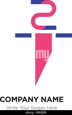 Résumé lettre zi de logo design template, l'Alphabet lettres initiales Nom de l'entreprise concept. Télévision ligne mince segments reliés les uns aux autres, rouge et bl Illustration de Vecteur