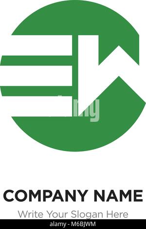 Résumé lettre EW nous modèle de conception de logo, Alphabet vert lettres initiales Nom de l'entreprise concept. Télévision ligne mince segments reliés les uns aux autres Illustration de Vecteur