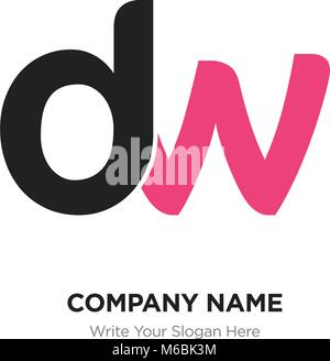 Résumé lettre dw,wd, modèle de conception de logo noir & rouge Alphabet lettres initiales Nom de l'entreprise concept. Télévision ligne mince segments reliés les uns aux autres Illustration de Vecteur