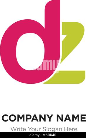 Résumé lettre dz,zd logo design template, red & green Alphabet lettres initiales Nom de l'entreprise concept. Télévision ligne mince segments reliés les uns aux autres Illustration de Vecteur