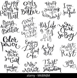 Calligraphie manuscrite cite la motivation pour la vie et le bonheur. Pour carte postale, poster, estampes, cartes graphiques. Illustration de Vecteur
