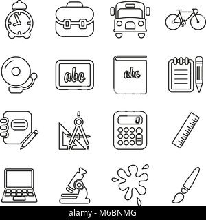 L'école ou l'éducation icônes fine ligne Vector Illustration Set Illustration de Vecteur