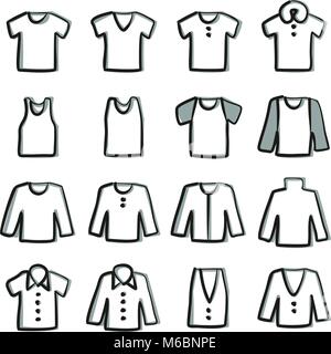 Les icônes de chemise de couleur 2 Freehand Illustration de Vecteur