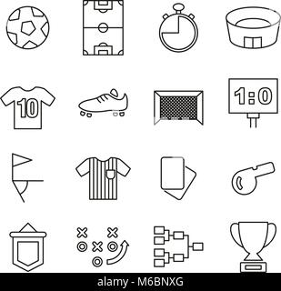 Soccer ou de football icônes fine ligne Vector Illustration Set Illustration de Vecteur