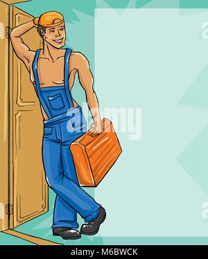 Personnage de Illustration de plombier dans un uniforme Illustration de Vecteur