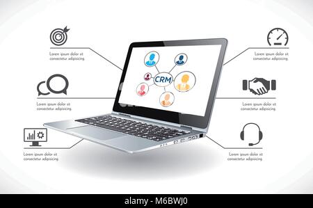 Concept de logiciel CRM - système de gestion de la relation client Illustration de Vecteur