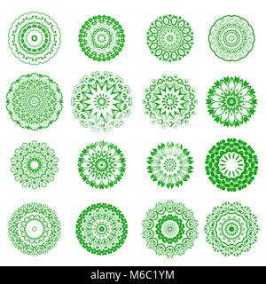 Ensemble d'ornements floraux verts Banque D'Images