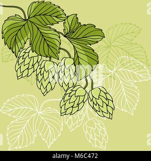 Hop ornement sur Green Grunge Background. Illustration de Vecteur