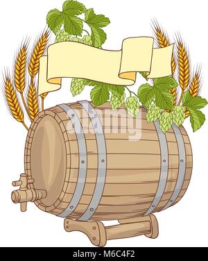 Vector illustration d'un baril, houblon whea mug Illustration de Vecteur