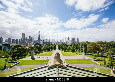 Point de vue tourné du Sanctuaire du Souvenir, à Melbourne. Banque D'Images