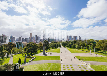 Point de vue tourné du Sanctuaire du Souvenir, à Melbourne. Banque D'Images