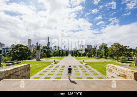 Point de vue tourné du Sanctuaire du Souvenir, à Melbourne. Banque D'Images