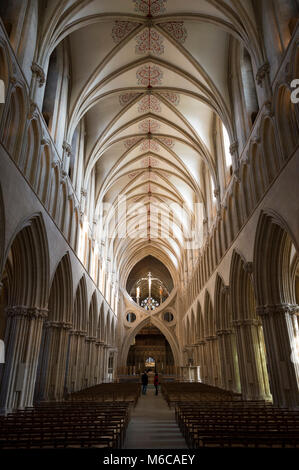 Wells Cathedral et Wells, Somerset, au Royaume-Uni. Banque D'Images