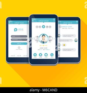 Interface utilisateur, UX, GUI application mobile écrans design concept Illustration de Vecteur