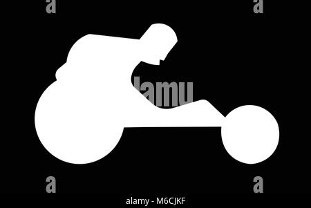 La course en fauteuil roulant blanc clipart silhouette sur fond noir Illustration de Vecteur