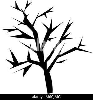 Mesquite tree silhouette sur fond blanc Illustration de Vecteur