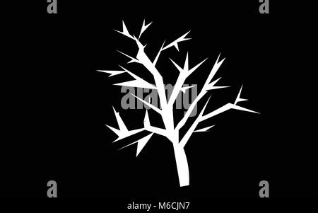 La silhouette des arbres mesquite blanc sur fond noir Illustration de Vecteur