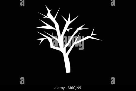 La silhouette des arbres mesquite blanc sur fond noir Illustration de Vecteur