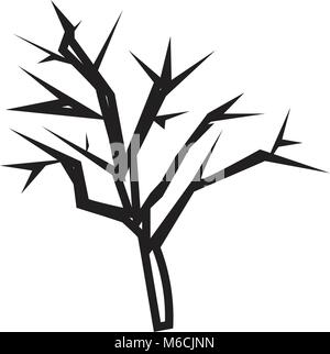 La silhouette des arbres mesquite contours sur fond blanc Illustration de Vecteur