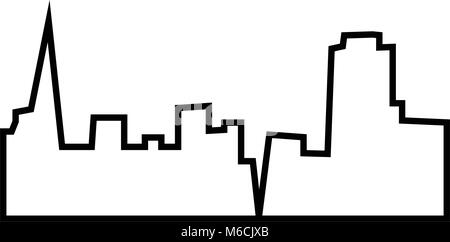Sf skyline silhouette contours sur fond blanc Illustration de Vecteur
