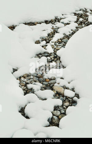 Des cailloux et de la neige, l'hiver, le parc national Banff, Rocheuses canadiennes, l'Alberta, Canada Banque D'Images