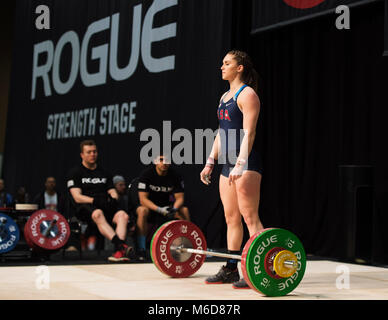 Columbus, Ohio, USA. 2 mars, 2018. Mattie Rogers participe à l'arraché à l'Arnold Sports Festival à Columbus, Ohio, USA. Brent Clark/Alamy Live News Banque D'Images